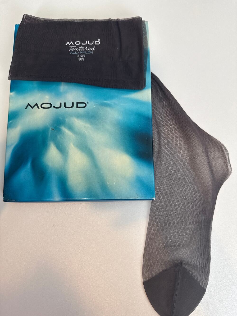 Mojud Womens Vintage Textured Nylon Stockings Size 9.5 Black Mod Pin Up